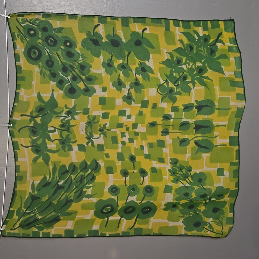 Green, Yellow, White Floral Scarf